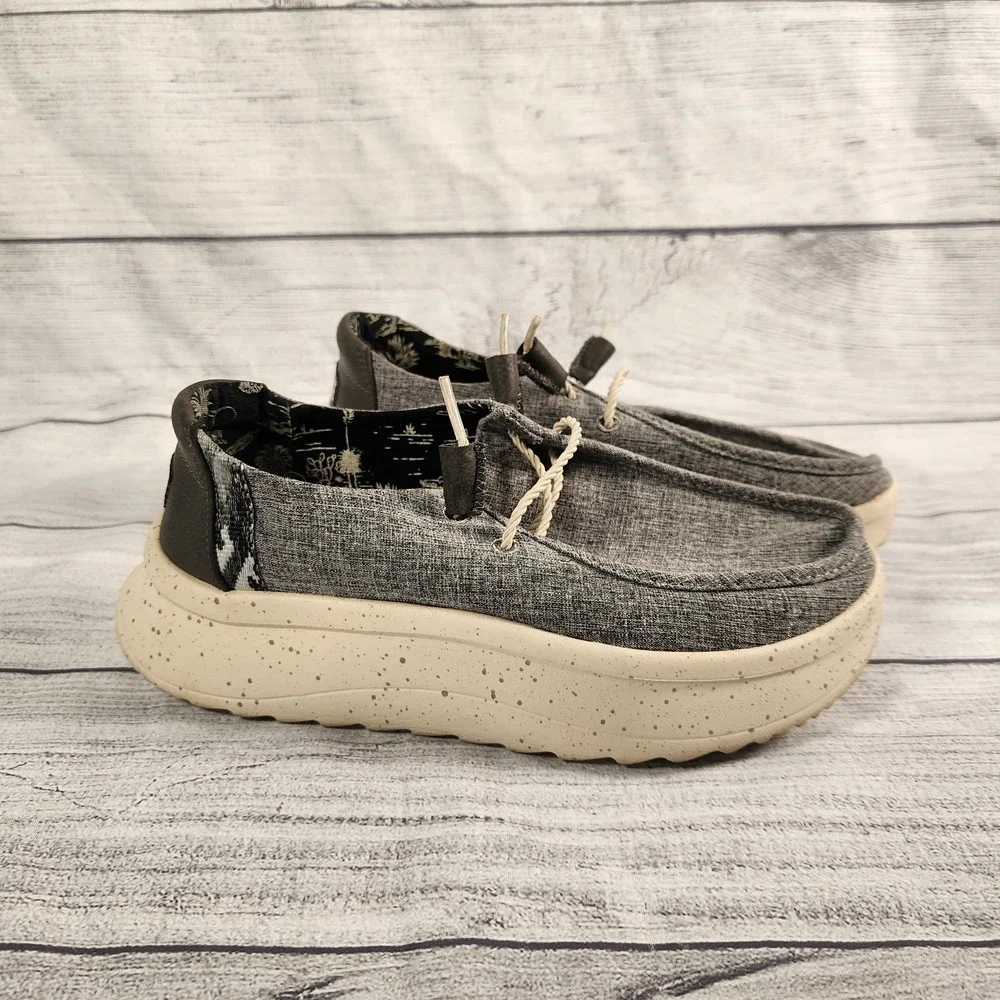 Hey Dude Wendy Peak Woven Women Shoe Size 7 Charcoal Casual Walk Slip On Loafer